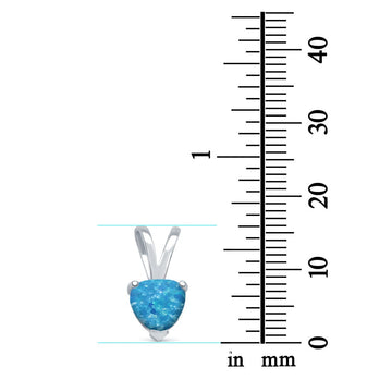 Lab Created Blue Opal Heart Pendant 925 Sterling Silver